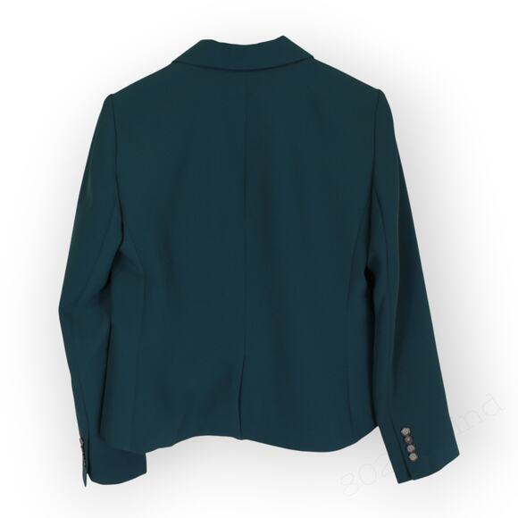 Sz8 AnnTaylor TheShorter OneButton Blazer SlateGreen FluidCrepe Suitwear RTO - Picture 14 of 15